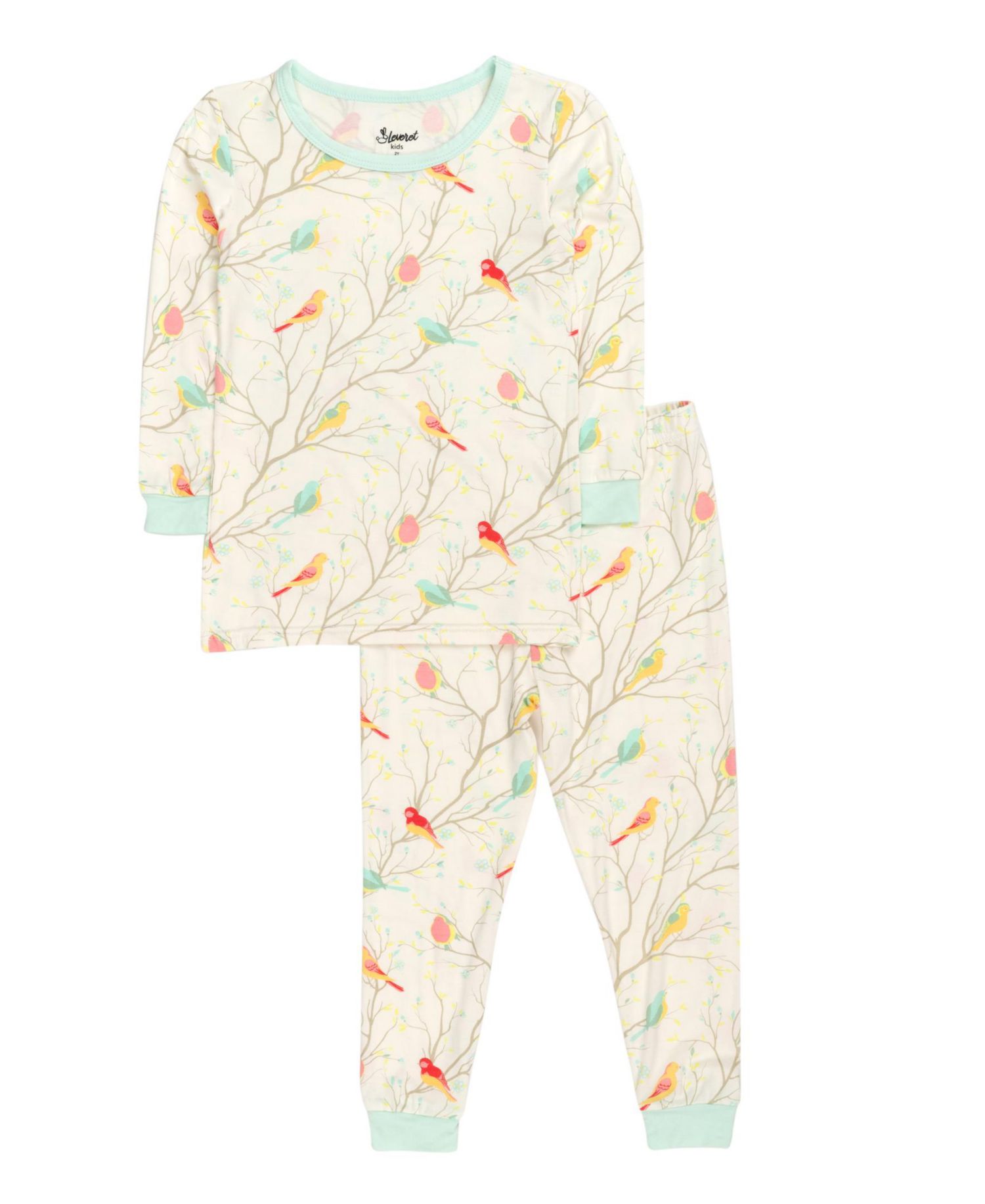 Kids Matching Family Two-Piece Cooling Bamboo Viscose Long Sleeve Pajamas - Nature and Wildlife Print (6-14)