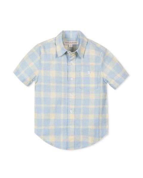 Рубашка Hope & Henry Linen Short Sleeve Shirt для мальчиков-малышей, цвет: Клетчатый