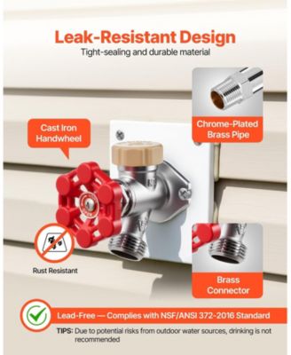 Anti-Siphon Frost-Proof Sillcock, 12" Outdoor Faucet Bib with Backflow Preventer