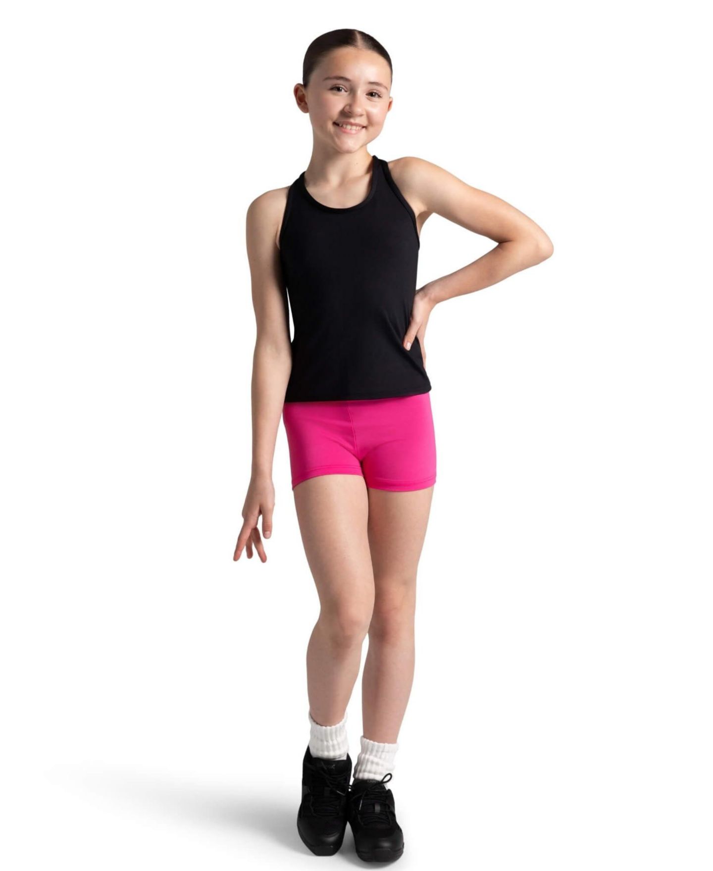 Детская майка Capezio Team Basics с вырезом-борцовкой для девочек, цвет: Чёрный — фото 4