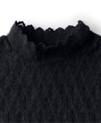 Plus Size Long Sleeve Brushed Lace Mock Neck Top