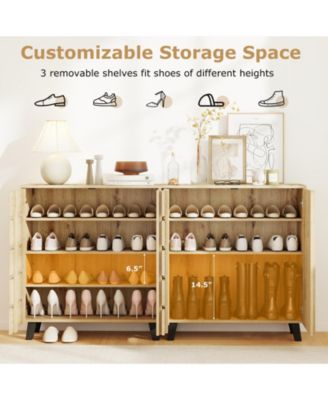 4-Tier Shoe Storage Cabinet with Louvered Doors and Removable Shelves, 31.5 x 13 x 34.5 in