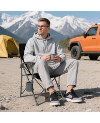 Folding Camping Chair with Cup Holder and Side Pocket