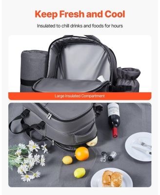 2-Person Picnic Backpack with Insulated Cooler, Blanket and Tableware Set