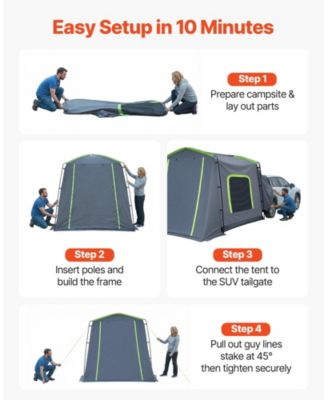10.6x8 FT SUV Tailgate Tent 5-9 Person PU3000 Waterproof
