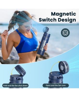 24oz IP67 Vacuum Insulated Water Bottle with Fan , Outdoor Sport Stainless Steel Coffee Tumbler for RV Camper