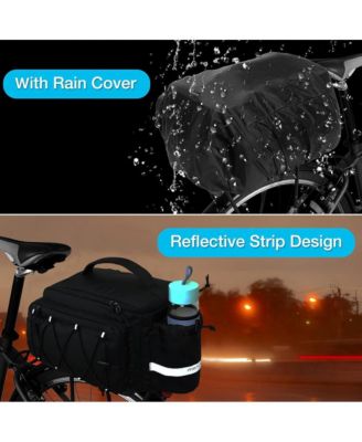 Bike Rack Trunk Bag, 10L Waterproof Bicycle Rear Seat Storage with Side Pockets, Rain Cover and Shoulder Strap for Commuting Travel Cycling