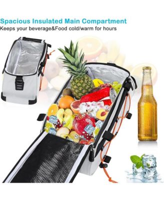 Bike Rack Bag with Removable Panniers Insulated Waterproof Bicycle Trunk Cooler Storage Rear Seat Cargo for Commuting Travel Camping