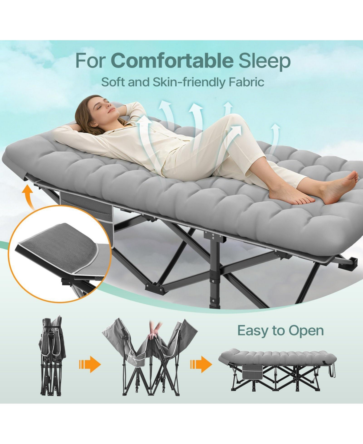 Folding Camping Sleeping Mattress Portable Heavy Duty Pillow Oxford Carry Bag Adults Travel Nap