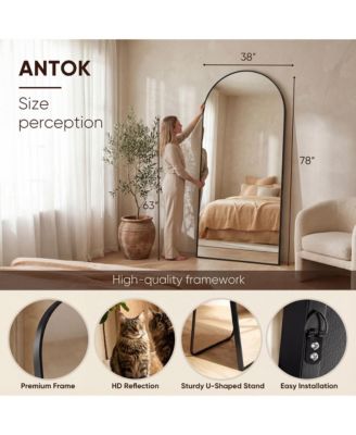 Full Length Mirror,Floor Mirror, Arch Floor Standing Mirror Freestanding Arch Full Body with Stand for Bedroom, Hanging Mounted