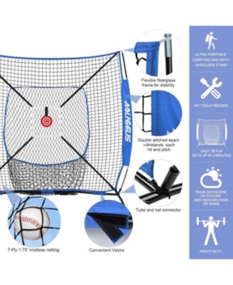 Baseball Softball Practice Net,Pitching Net,Batting Net,with Baseball Tee,Bonus Strike Zone,Target and Bow Frame,for Hitting,Pitching
