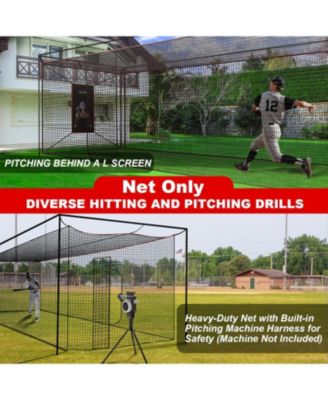 Baseball Softball Batting Cage Net with Realistic Catcher, Net Only, Backyard Practice Batting Cage Net, Heavy Duty Multi-Purpose Sports Net