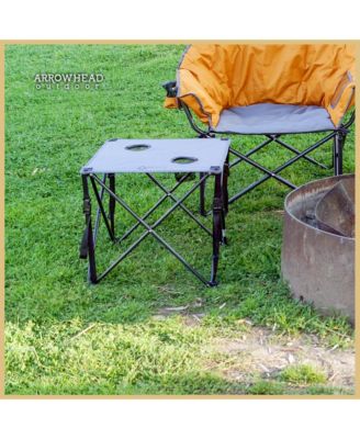 26" Heavy-Duty Portable Folding Camping Table, Square 600D Canvas Top, 2 Cup Holders, Steel Frame, Carry Bag, 2-Pack