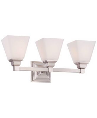 Mencino-Opal Wall Mount Light Satin Nickel Silver Metal Hardwired 20" Wide 3-Light Fixture Etched White Glass Shade for Bathroom Vanity Mirror House Home Room Decor - Regency Hill