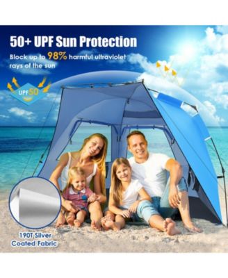 3-4 Person Pop-Up Beach Tent with UPF 50+ Protection and Front Porch