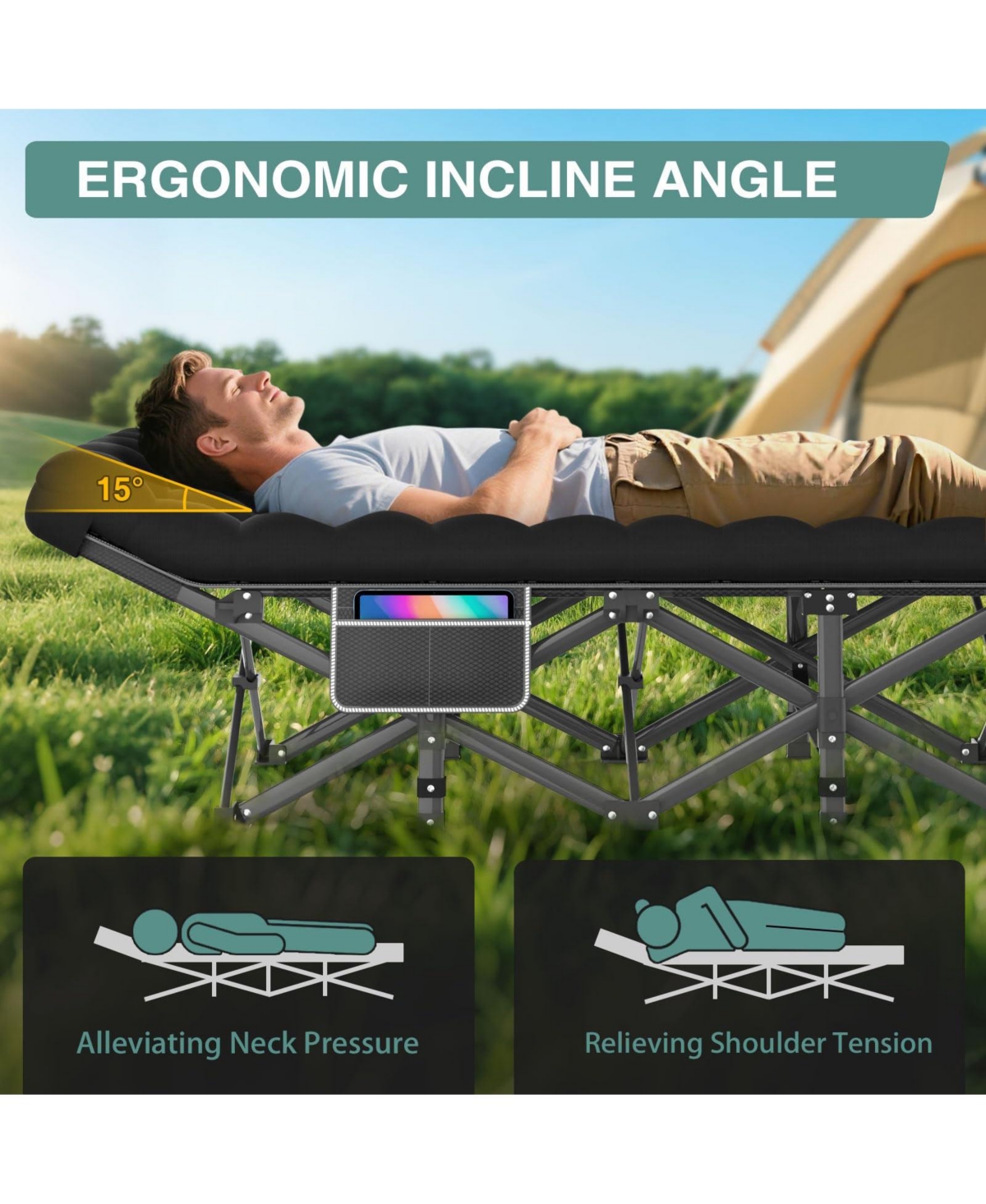 Gnuadz Camping Cot Portable Foldable Bed Mattress Outdoor Recreation Gear