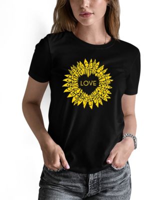 Women's Sunflower Love Word Art Pullover Top