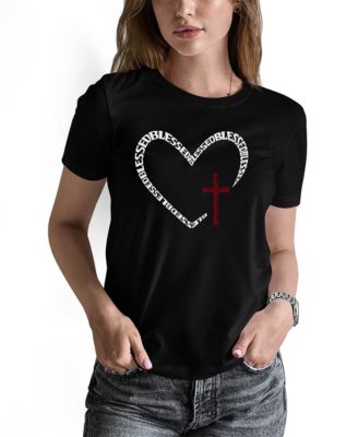 Women's Blessed Heart Word Art Pullover Top