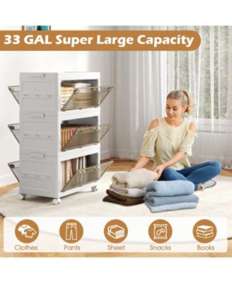 33 Gal 3-Pack Stackable Plastic Storage Bins with Lid, 21 x 13 x 35.5 in