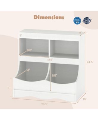 4-Cubby Kids Bookcase and Toy Organizer with Spacious Countertop