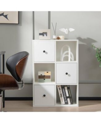 3-Tier Cube Bookshelf with Drawers and Wall Anchor