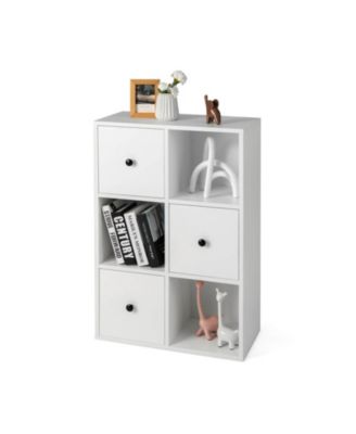 3-Tier Cube Bookshelf with Drawers and Wall Anchor