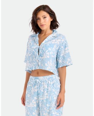 Volcom Women's Floral Print Front Tie Swim Cover-Up Shirt - Macy's