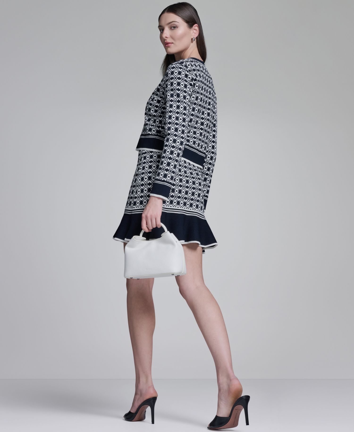 Women's Printed Crewneck Sweater Jacket