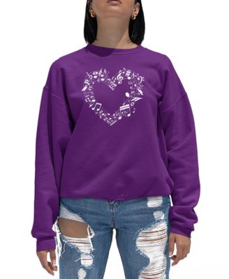 Women's Sheet Music Heart Word Art Crewneck Sweatshirt
