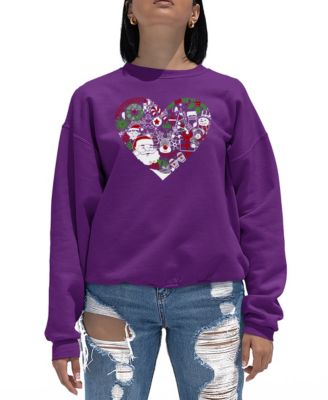 Women's Christmas Themed Heart Word Art Crewneck Sweatshirt