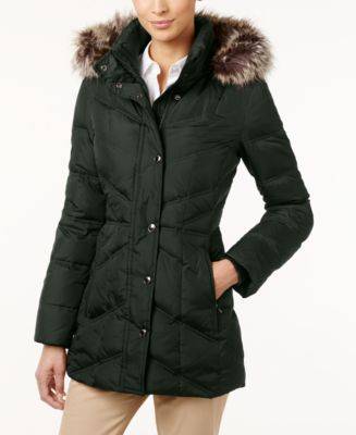 London Fog Faux-Fur-Trim Hooded Puffer Coat - Coats - Women - Macy's