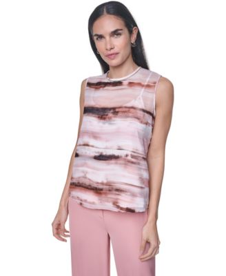Women's Crewneck Sleeveless Blouse With Slip