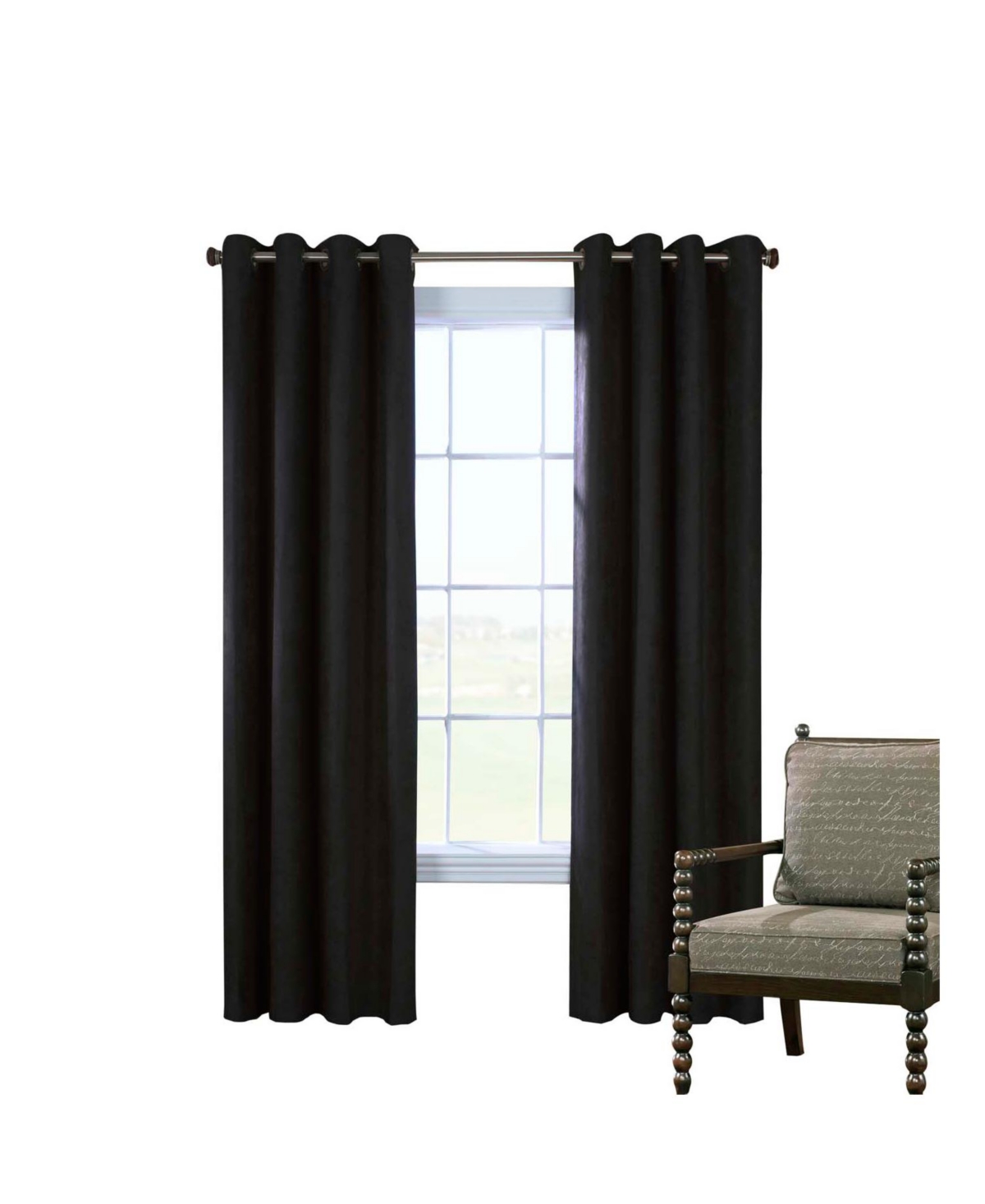 Thermaplus Commonwealth Navar Blackout Faux Suede Grommet Top Panel - 54x95"