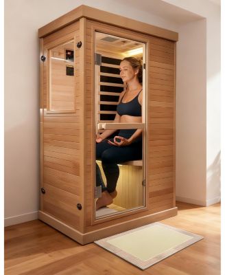 Infrared Sauna | 1-Person Indoor Dry Sauna with 5 Carbon Heaters | Fast and Even Heating Low EMF | Bluetooth and Chromotherapy for Home