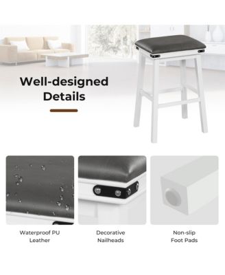 PU Leather Bar Stools Set of 4 30'' Counter Height Dining Stools w/ Upholstered Seat