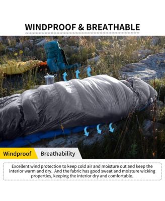 Ultralight Down Sleeping Bag, 650FP, 3-4 Season, Adults, 32-42, Waterproof, Compact, Camping