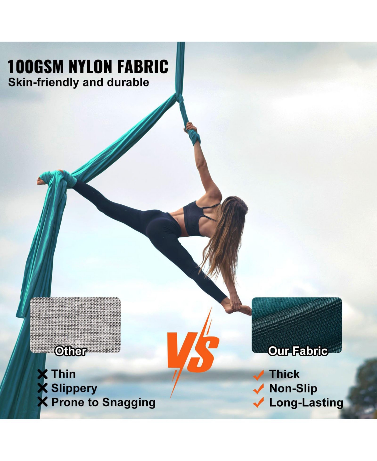 Mecale Aerial Silk Yoga Swing with Full Rigging Hardware