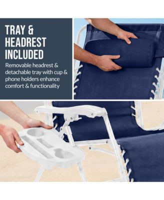 Set of 2 Extra Wide Zero Gravity Lounge Chair Recliners w/ Cup Holder