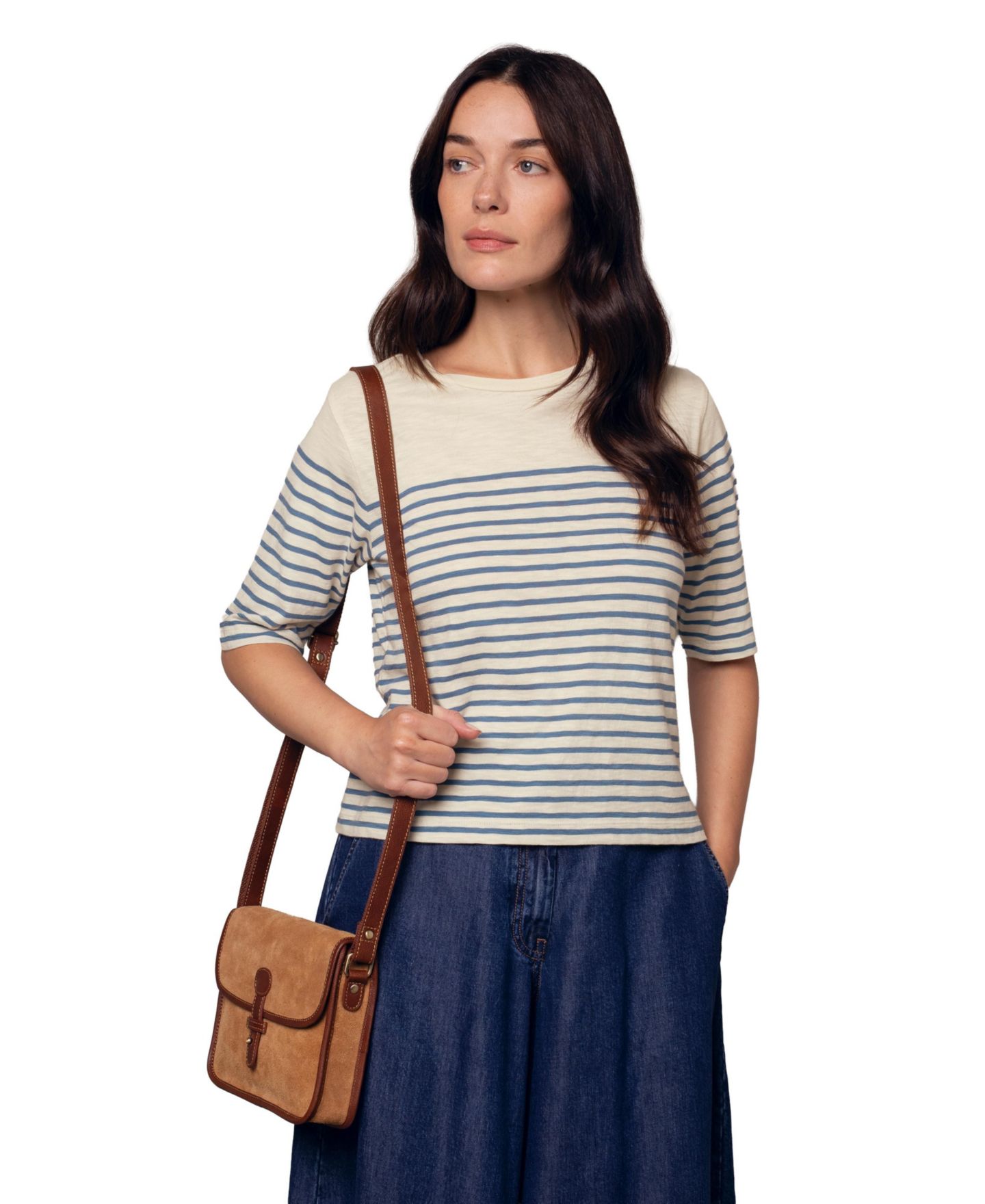 Женская футболка Celtic & Co. Stripe Sleeve, цвет: Синий экрю полосатый — фото 6