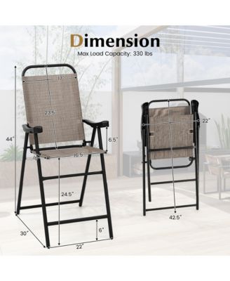 4 PCS Patio Bar Chair Folding Bar Height Metal Frame w/ Footrest Garden