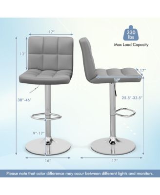 Set of 4 Adjustable Swivel Bar Stool Counter Height Bar Chair PU Leather