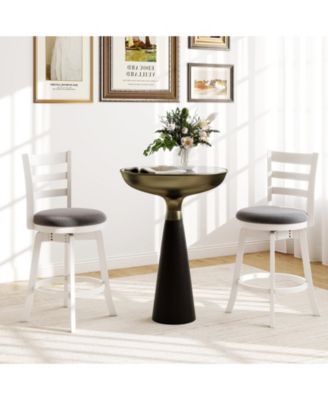 25" Swivel Barstools Set of 2, 360degree(s) Rotating Bar/Counter Height Chairs with Upholstered Seat