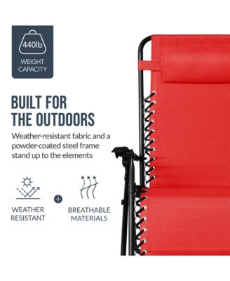 Set of 2 Extra Wide Zero Gravity Lounge Chair Recliners w/ Cup Holder