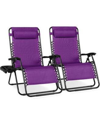 Set of 2 Extra Wide Zero Gravity Lounge Chair Recliners w/ Cup Holder