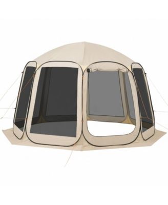 Pop Up Screen House Tent 12x11 ft for 10-12 People with Extended Awning, Carry Bag and Netting Sides