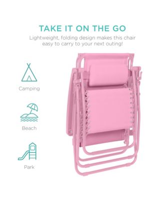 Folding Zero Gravity Recliner Patio Lounge Chair w/ Canopy Shade, Headrest, Tray