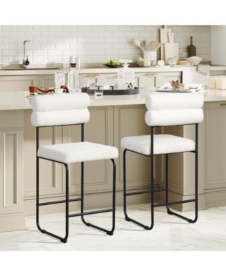 26 Inch Counter Height Bar Stools Set of 2 with Metal Frame and Footrest