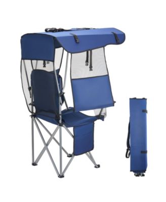Camping Chair with Canopy Shade 330 lbs and Magazine Pocket