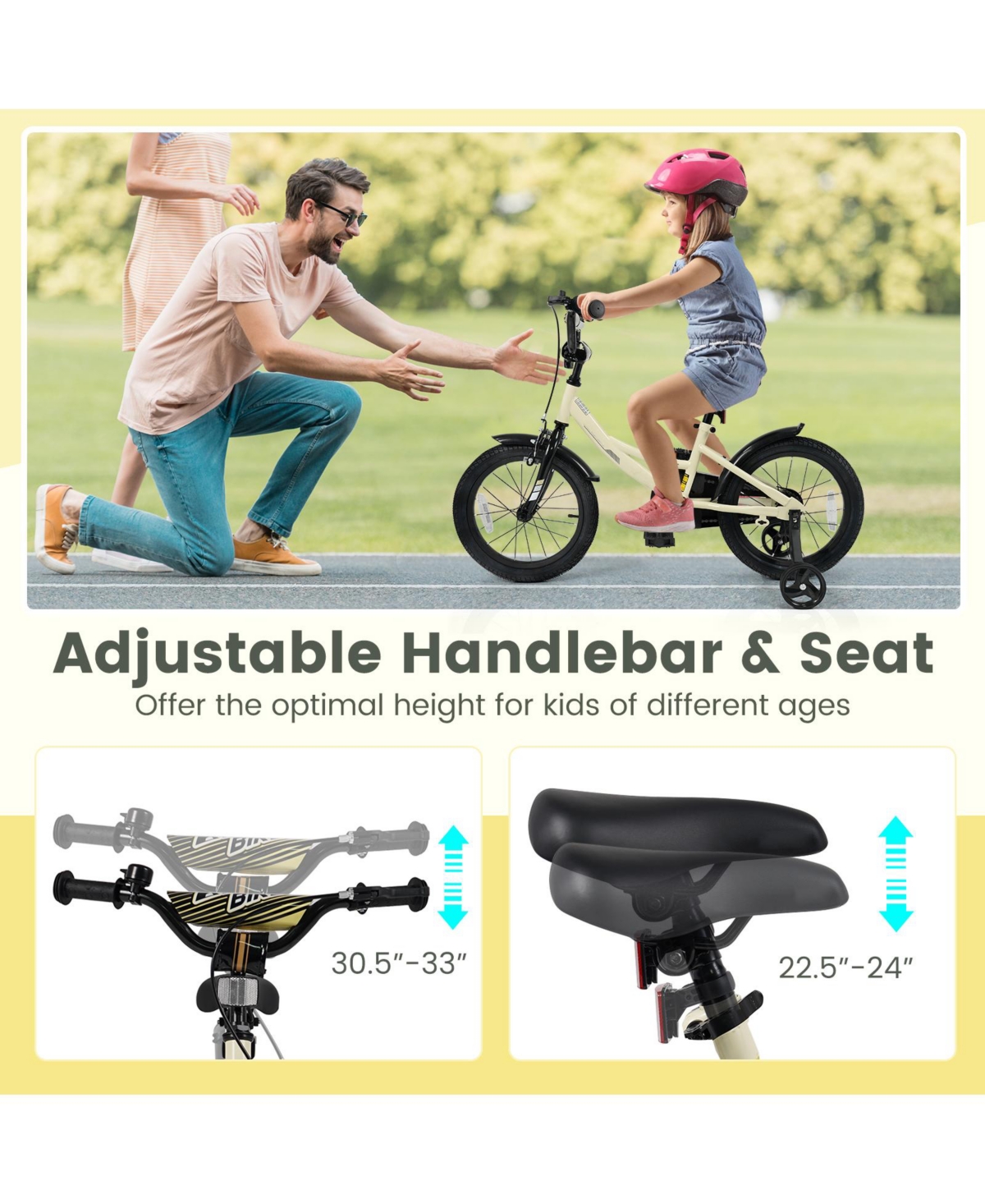 Slickblue Kids Bicycle Sport Style with Detachable Training Wheels Bike