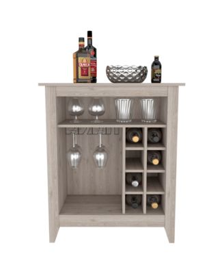 38 Bar-Coffee Cart with 8 Bottle Racks, 1 Cup Holder and Central Shelf